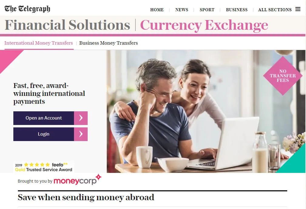 the telegraph money transfer page