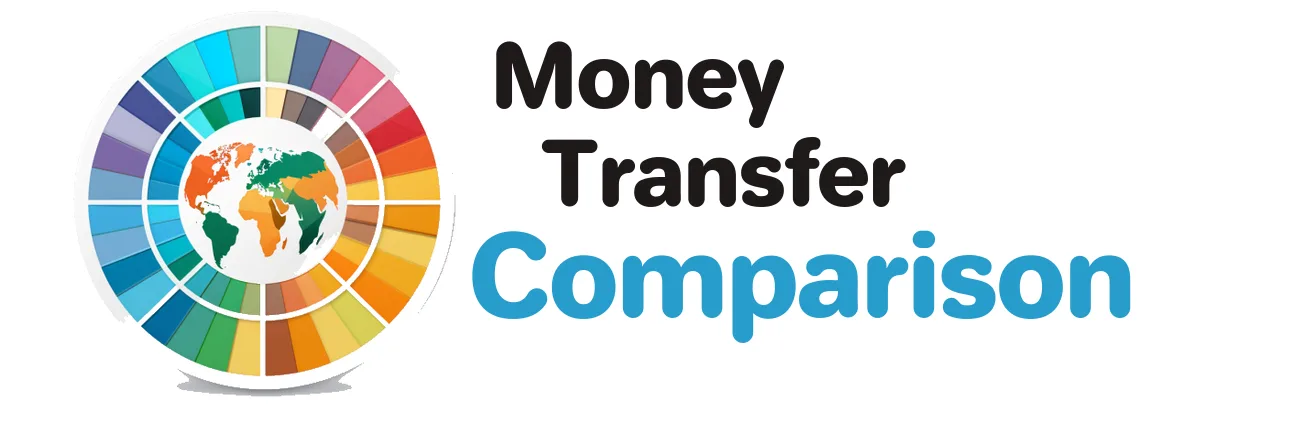 Money Transfer Comparison logo featuring a globe and colourful segments, representing global money transfer services.
